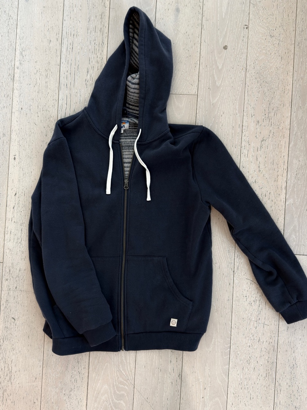 Marine Layer Cloud 9 Men's Navy Zip-Up Hoodie with Striped Lining